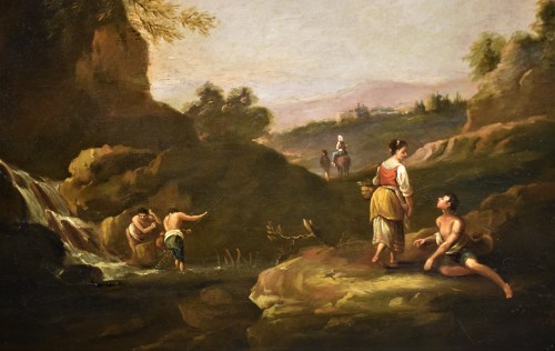 Tableaux et dessins Tableaux XVIIIe siècle - Paysage pastoral idyllique attribué à Francesco Zuccarelli